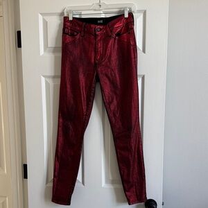 PAIGE Metallic Red Skinny Jeans
